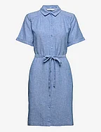 chambray linen mix dress - SOFT CLOUD BLUE