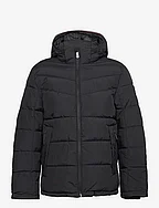 puffer jacket with hood - BLACK