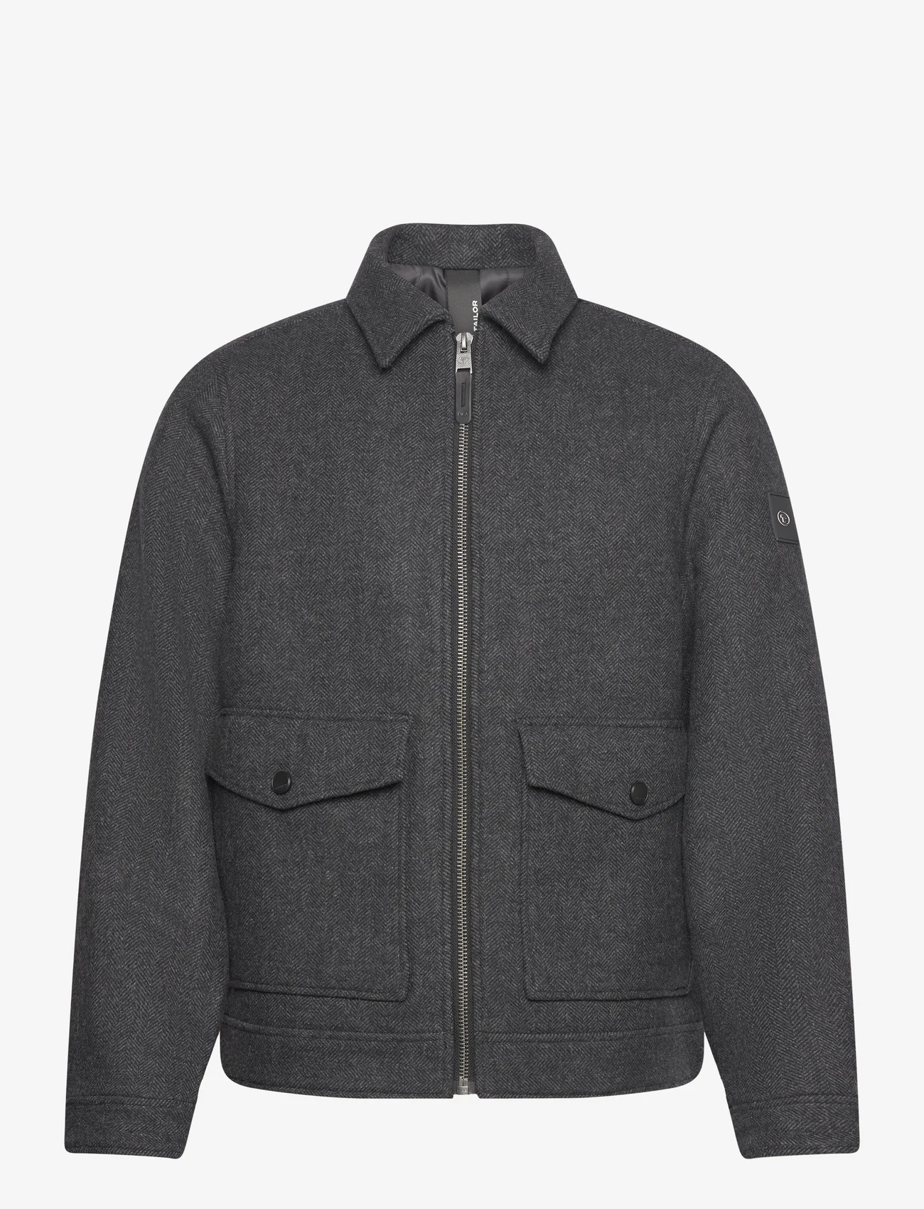 Tom Tailor - casual wool jacket - uldjakker - grey big herringbone optic - 0
