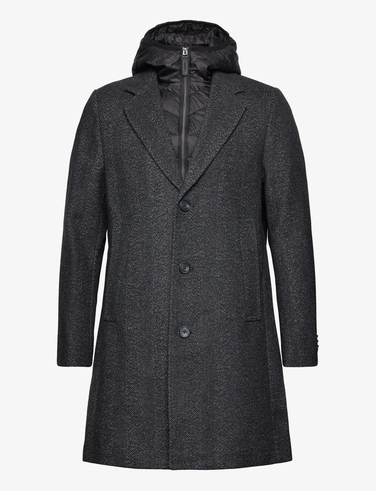 Tom Tailor - wool coat 2 in 1 with hood - kurtki zimowe - deep herringbone structure - 0