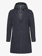 wool coat 2 in 1 with hood - NAVY BLUE STRUCTURE
