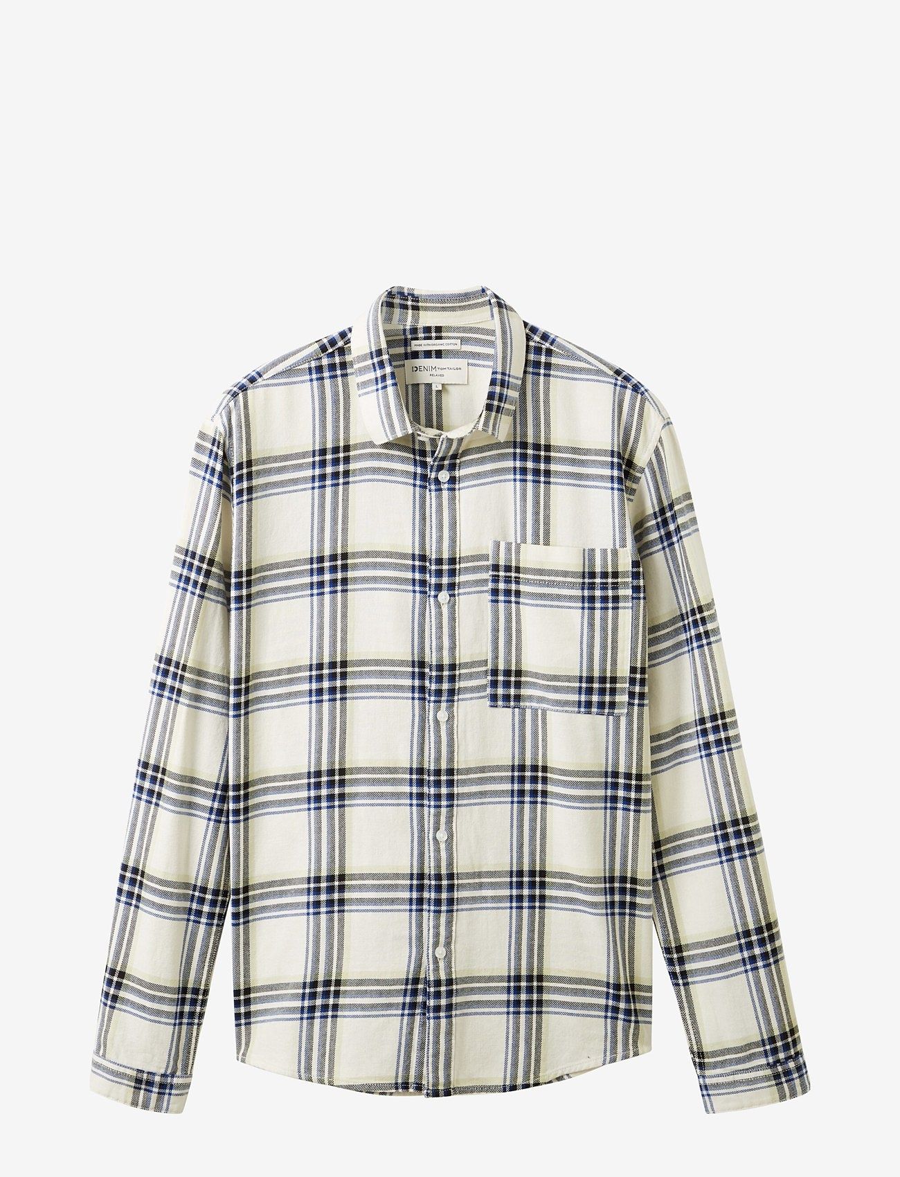 Tom Tailor - relaxed chec - casual hemden - wool white black blue check - 0