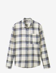 relaxed chec - WOOL WHITE BLACK BLUE CHECK