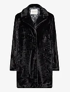 fake fur coat - DEEP BLACK