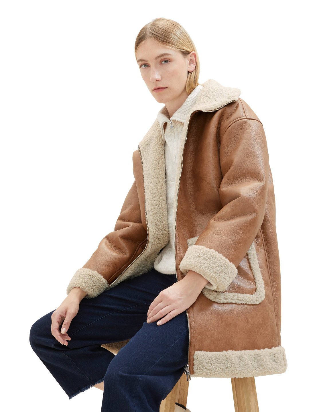 Tom Tailor Reversible Shearling Coat – jackets & coats – shop at Booztlet