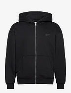 relaxed printed hoodie jacket - BLACK