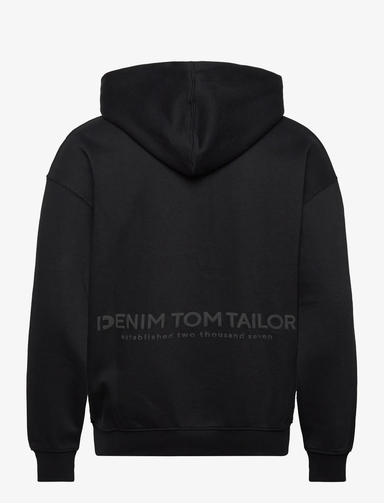 Tom Tailor - relaxed printed hoodie jacket - hættetrøjer - black - 1