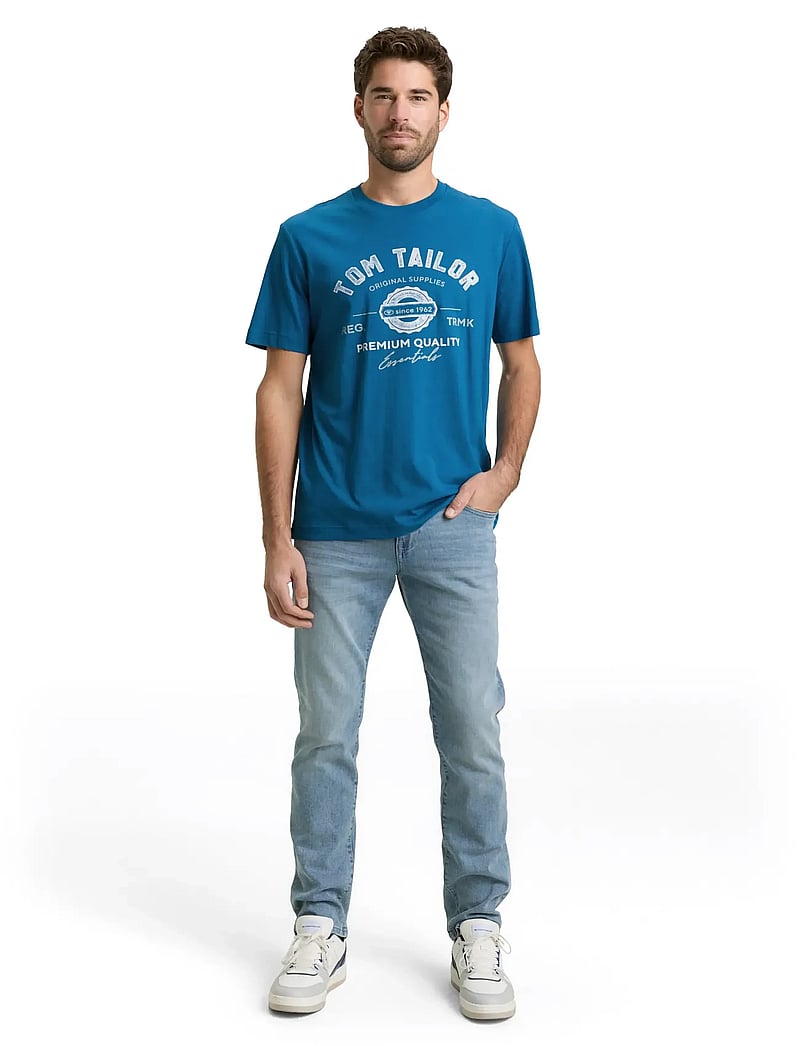 Tom Tailor - logo tee - short-sleeved t-shirts - blue petrol - 0