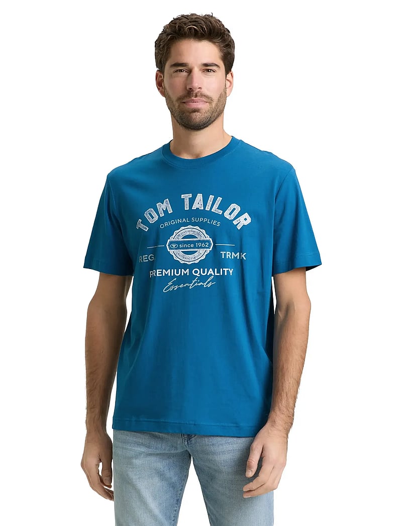 Tom Tailor - logo tee - short-sleeved t-shirts - blue petrol - 3