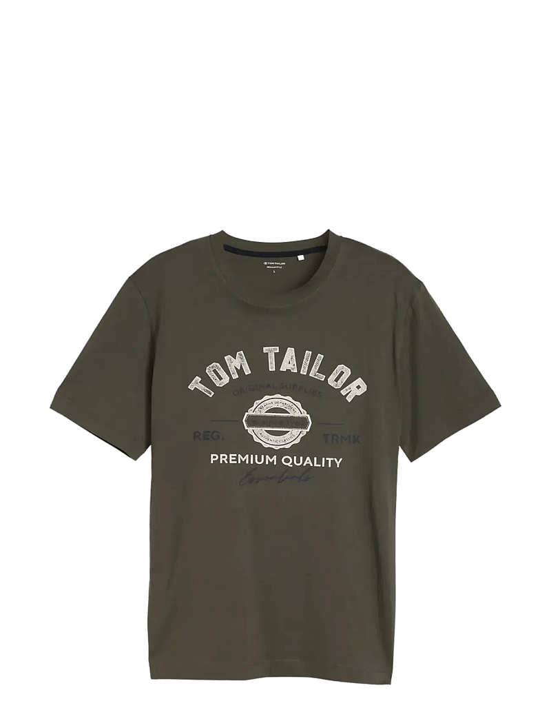 Tom Tailor - logo tee - marškinėliai trumpomis rankovėmis - deep leaf green - 1