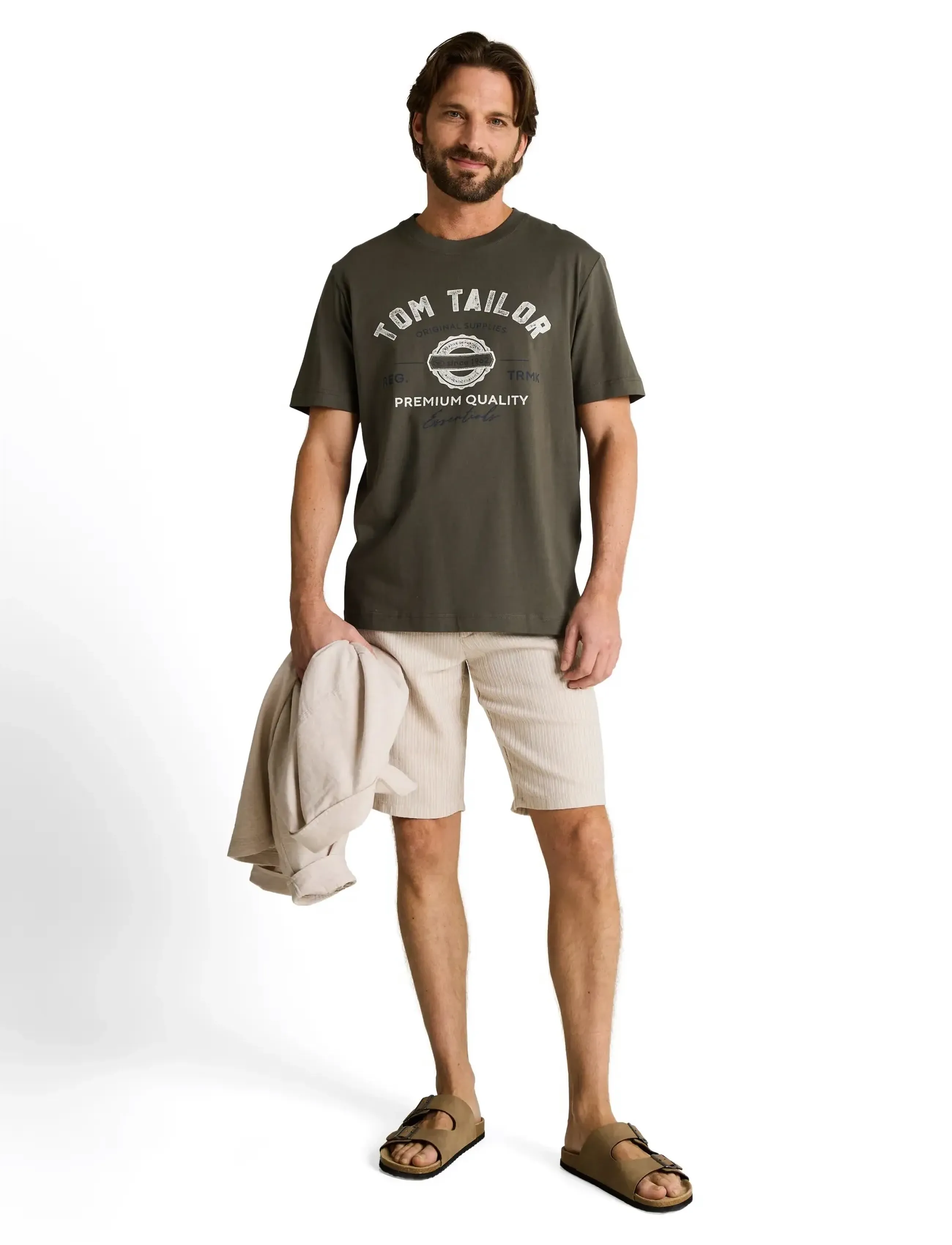 Tom Tailor logo tee - Kurzärmelig - DEEP LEAF GREEN / khaki/green