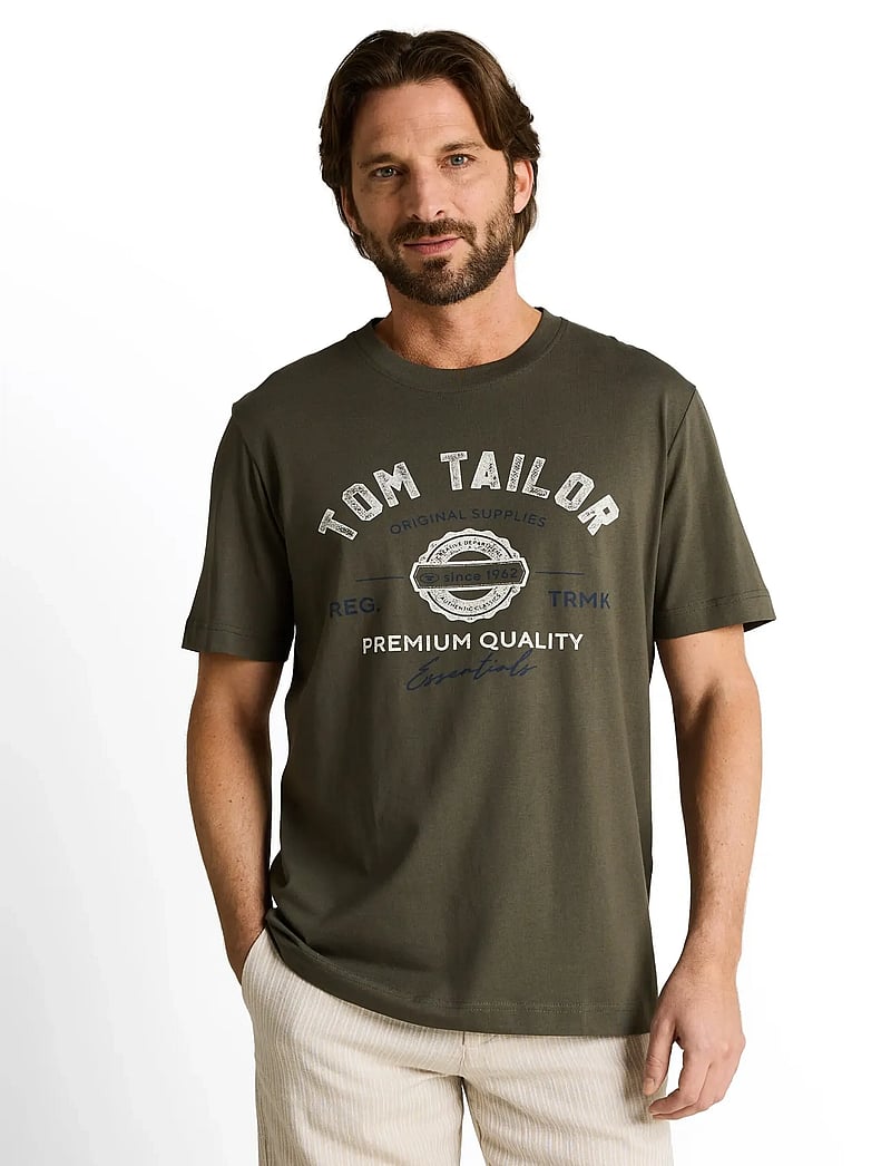 Tom Tailor - logo tee - marškinėliai trumpomis rankovėmis - deep leaf green - 3