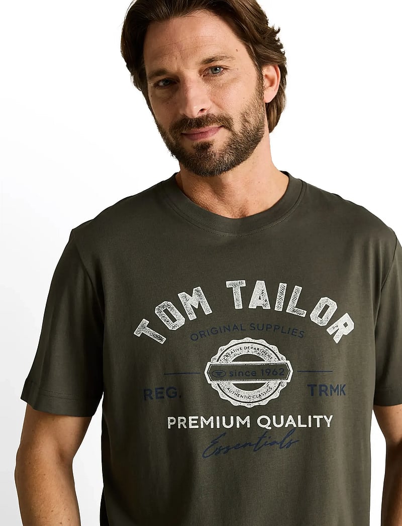 Tom Tailor - logo tee - marškinėliai trumpomis rankovėmis - deep leaf green - 4