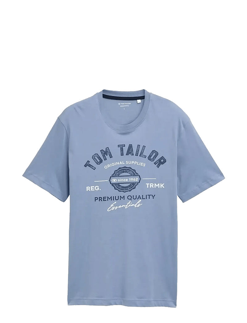 Tom Tailor - logo tee - kortærmede t-shirts - dove blue - 1
