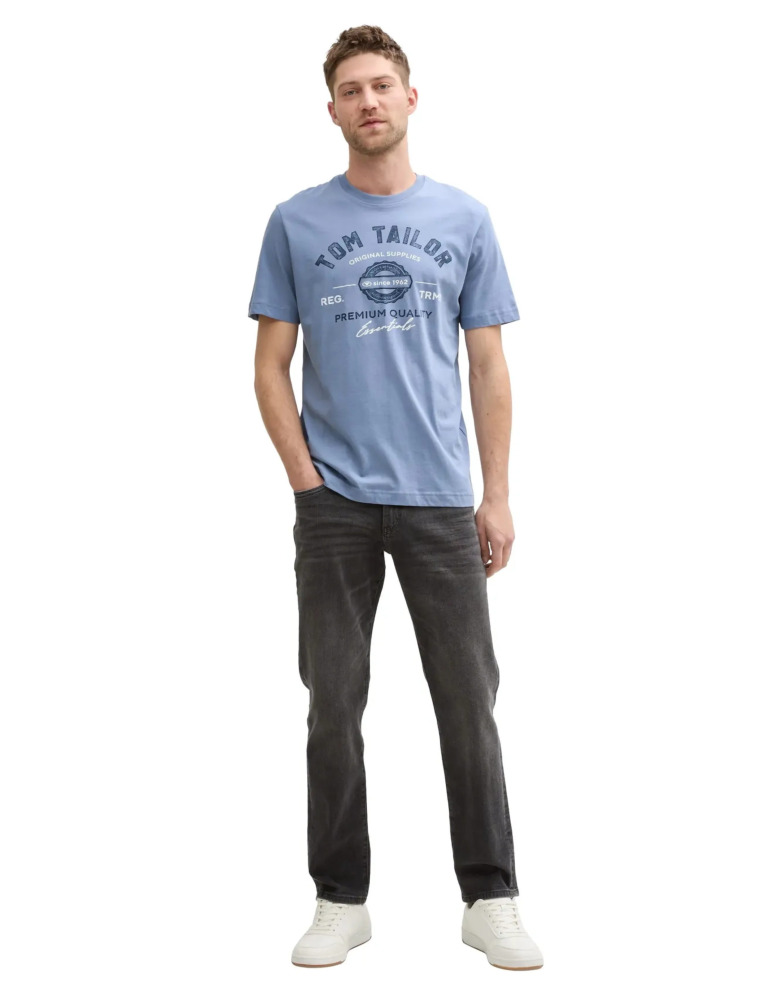 Tom Tailor logo tee - Tøj - DOVE BLUE / blue