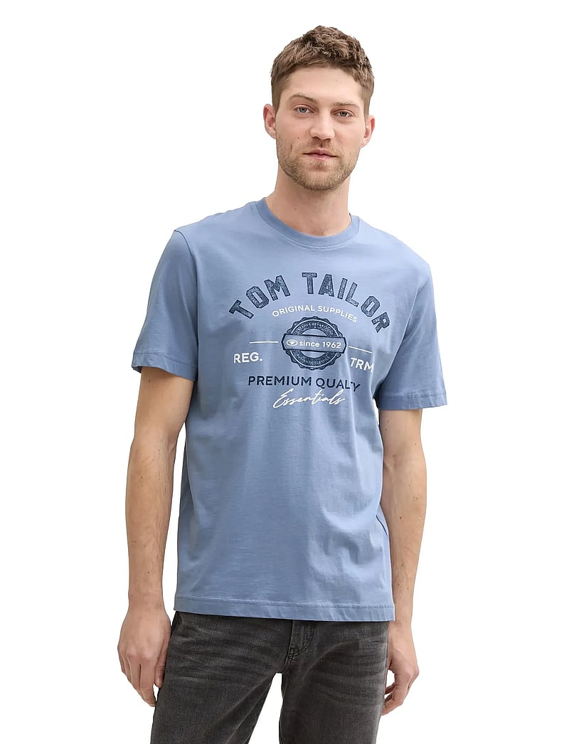 Tom Tailor - logo tee - kortærmede t-shirts - dove blue - 3