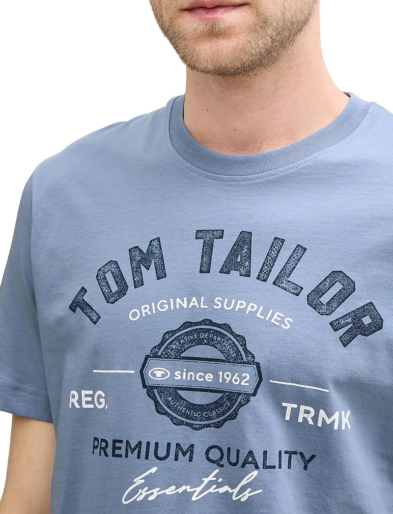 Tom Tailor - logo tee - kortærmede t-shirts - dove blue - 4