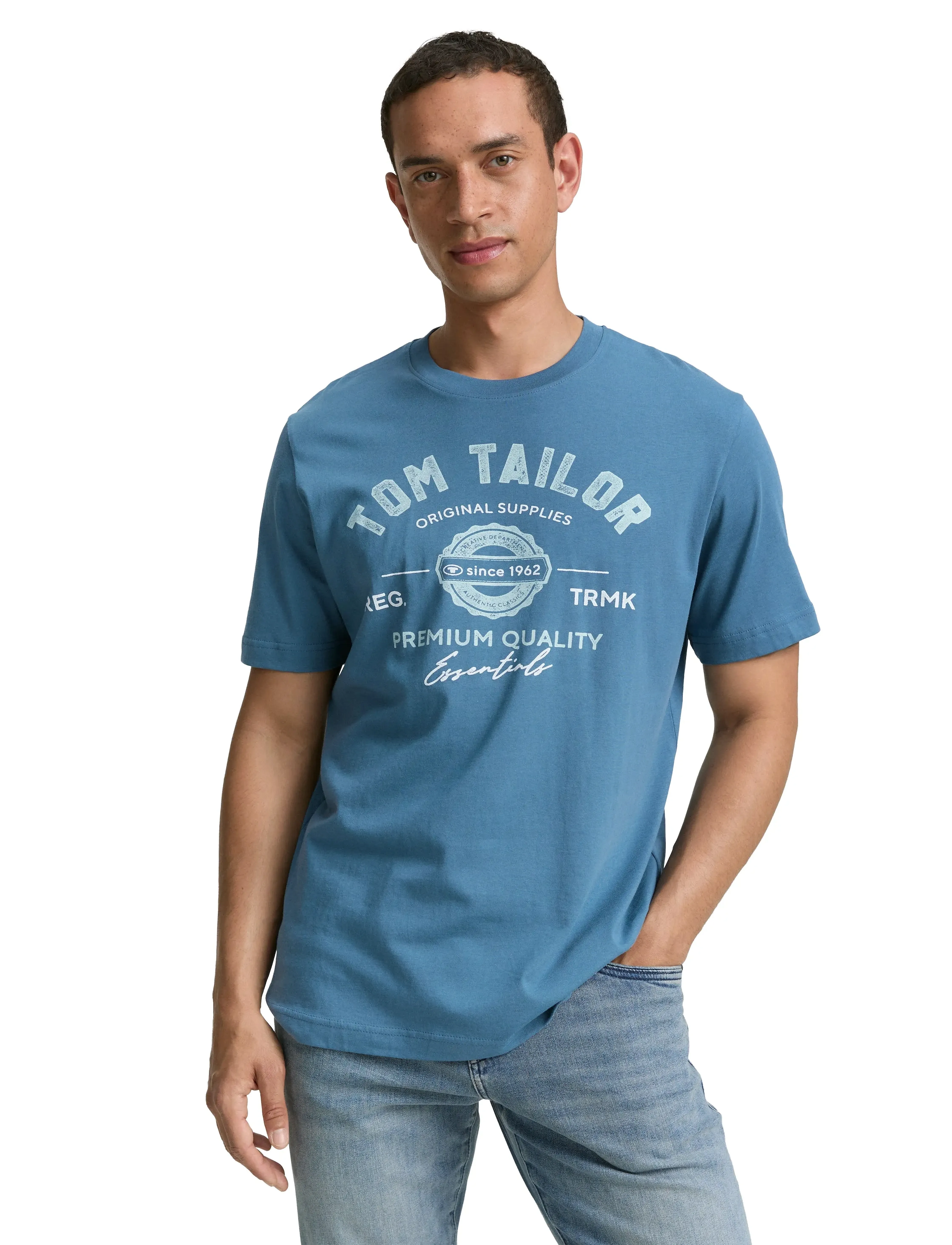 Tom Tailor - logo tee - madalaimad hinnad - real teal blue - 3