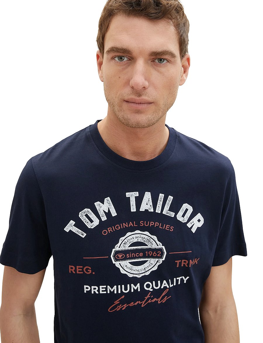 Tom Tailor - logo tee - lühikeste varrukatega t-särgid - sky captain blue - 4