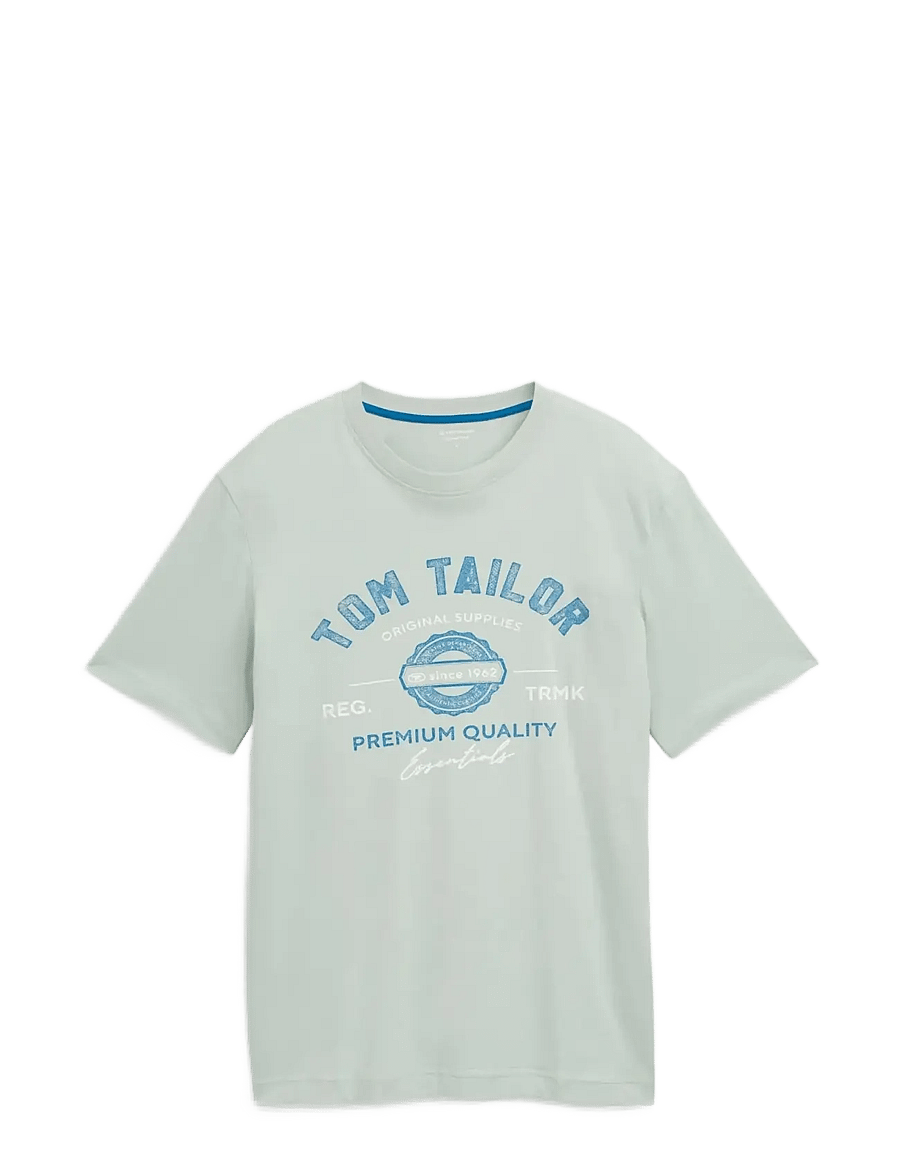 Tom Tailor - logo tee - kurzärmelig - soft greyish green - 1