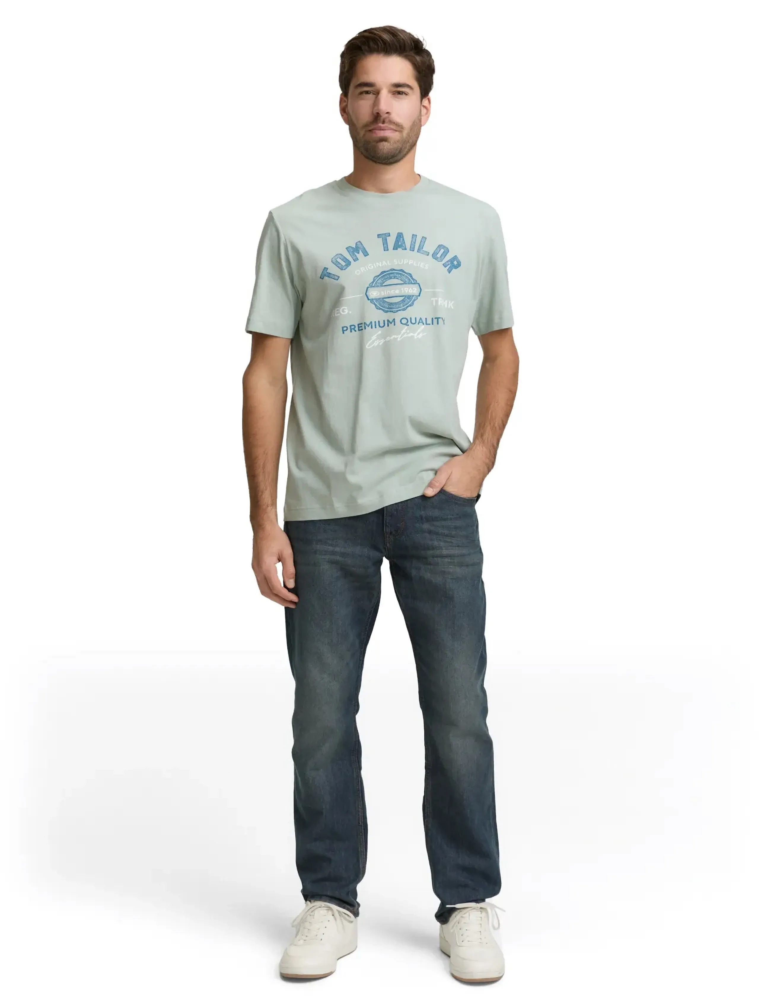 Tom Tailor logo tee - E-pirmadienis - SOFT GREYISH GREEN / green