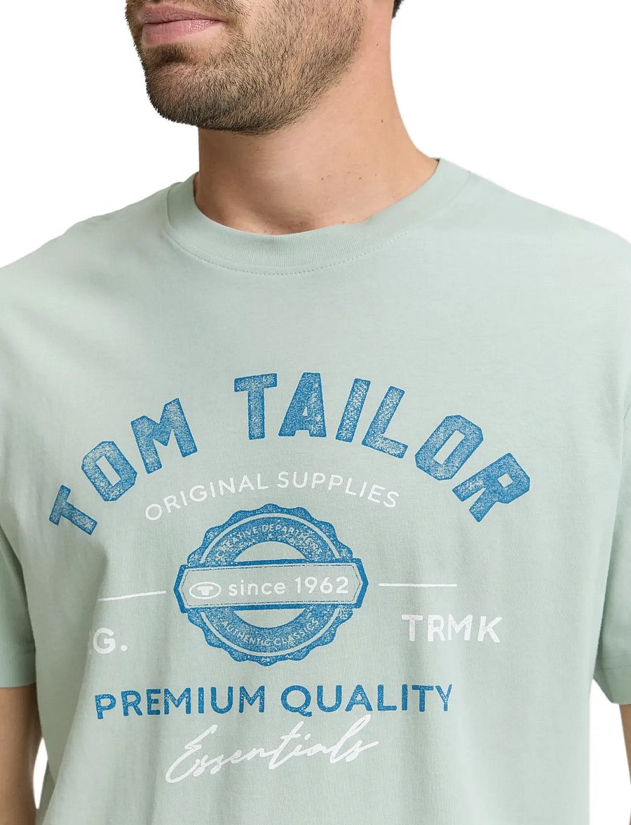 Tom Tailor - logo tee - korte mouwen - soft greyish green - 4
