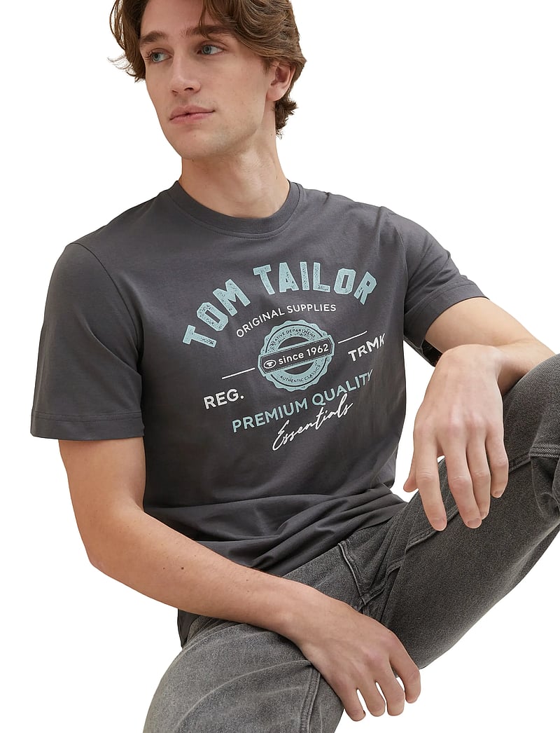 Tom Tailor - logo tee - kortärmade t-shirts - tarmac grey - 0