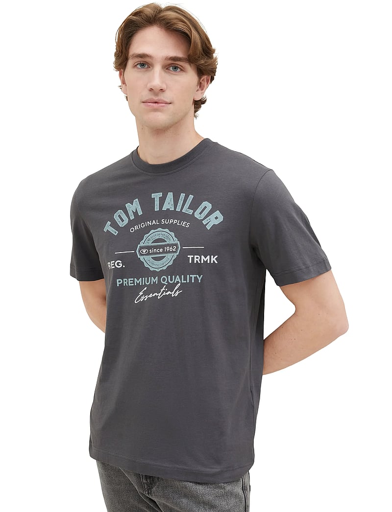 Tom Tailor - logo tee - kortärmade t-shirts - tarmac grey - 3