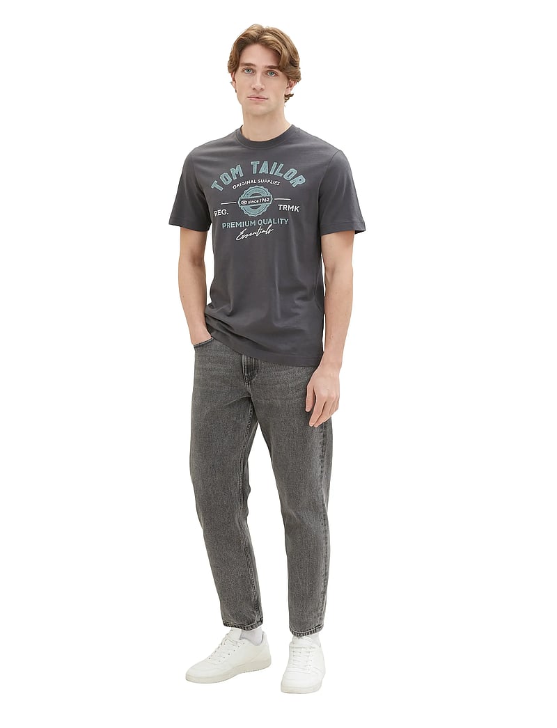 Tom Tailor - logo tee - kortärmade t-shirts - tarmac grey - 4