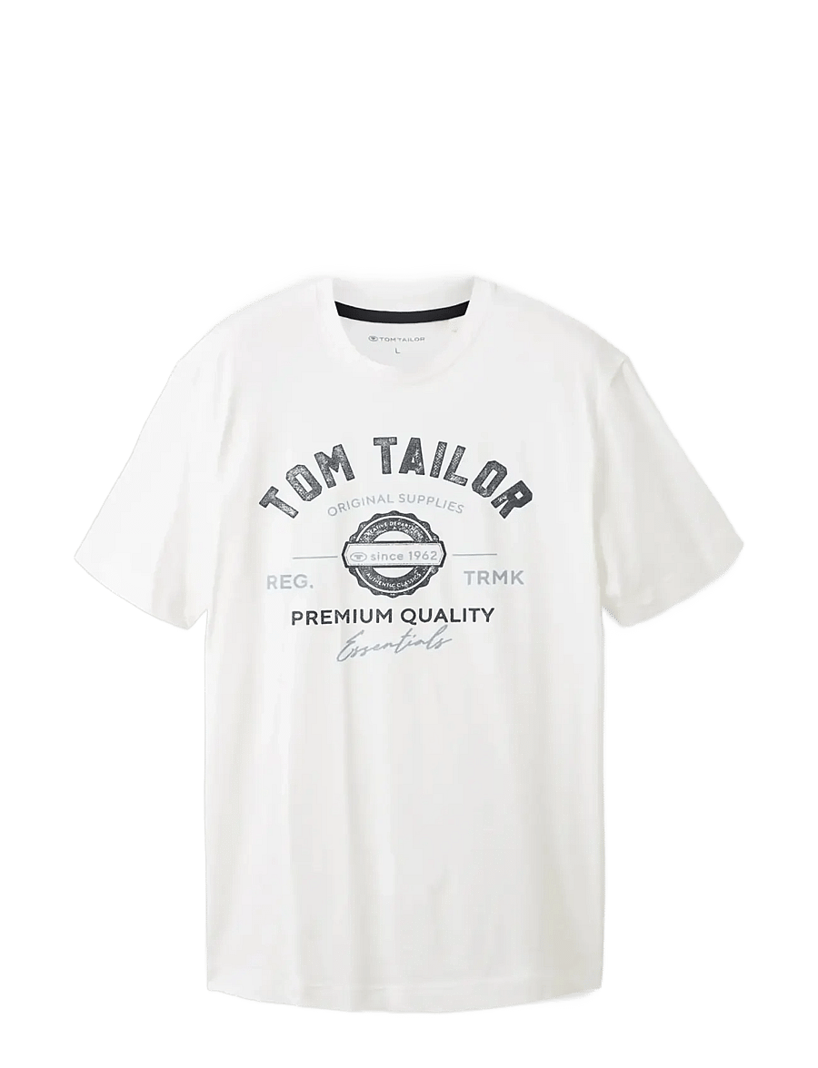 Tom Tailor - logo tee - lühikeste varrukatega t-särgid - white - 1