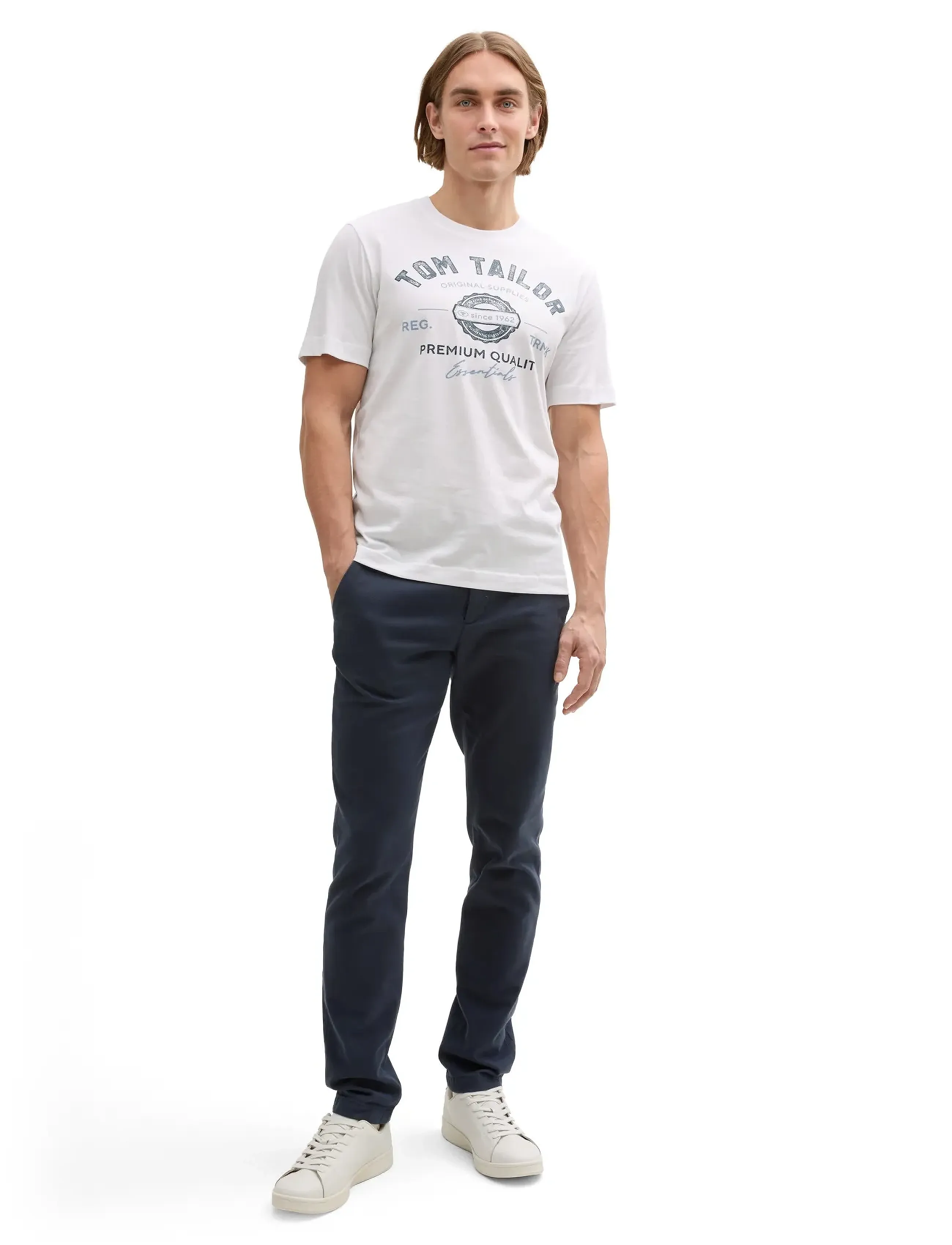 Tom Tailor Logo Tee, Mænd, Logo T-Shirt, Hvid, Str: S
