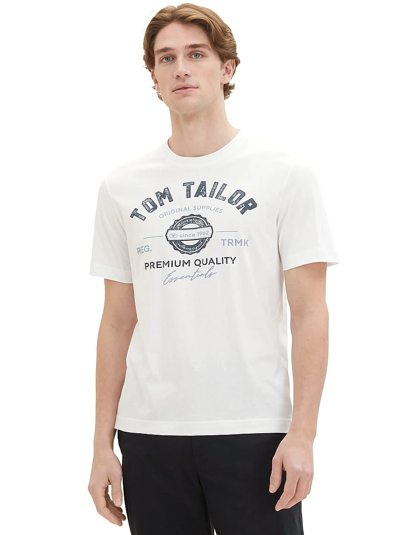 Tom Tailor - logo tee - lühikeste varrukatega t-särgid - white - 3