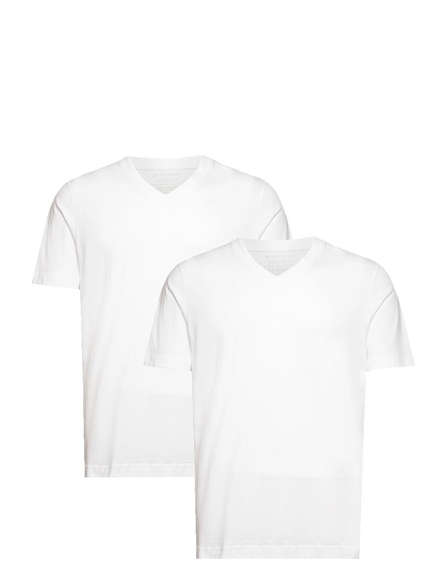 Tom Tailor - double pack v-neck tee - white - 1
