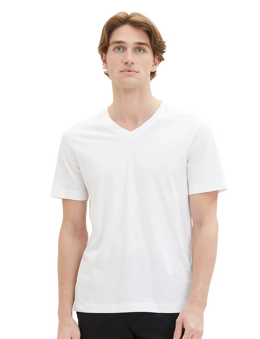 Tom Tailor - double pack v-neck tee - white - 2