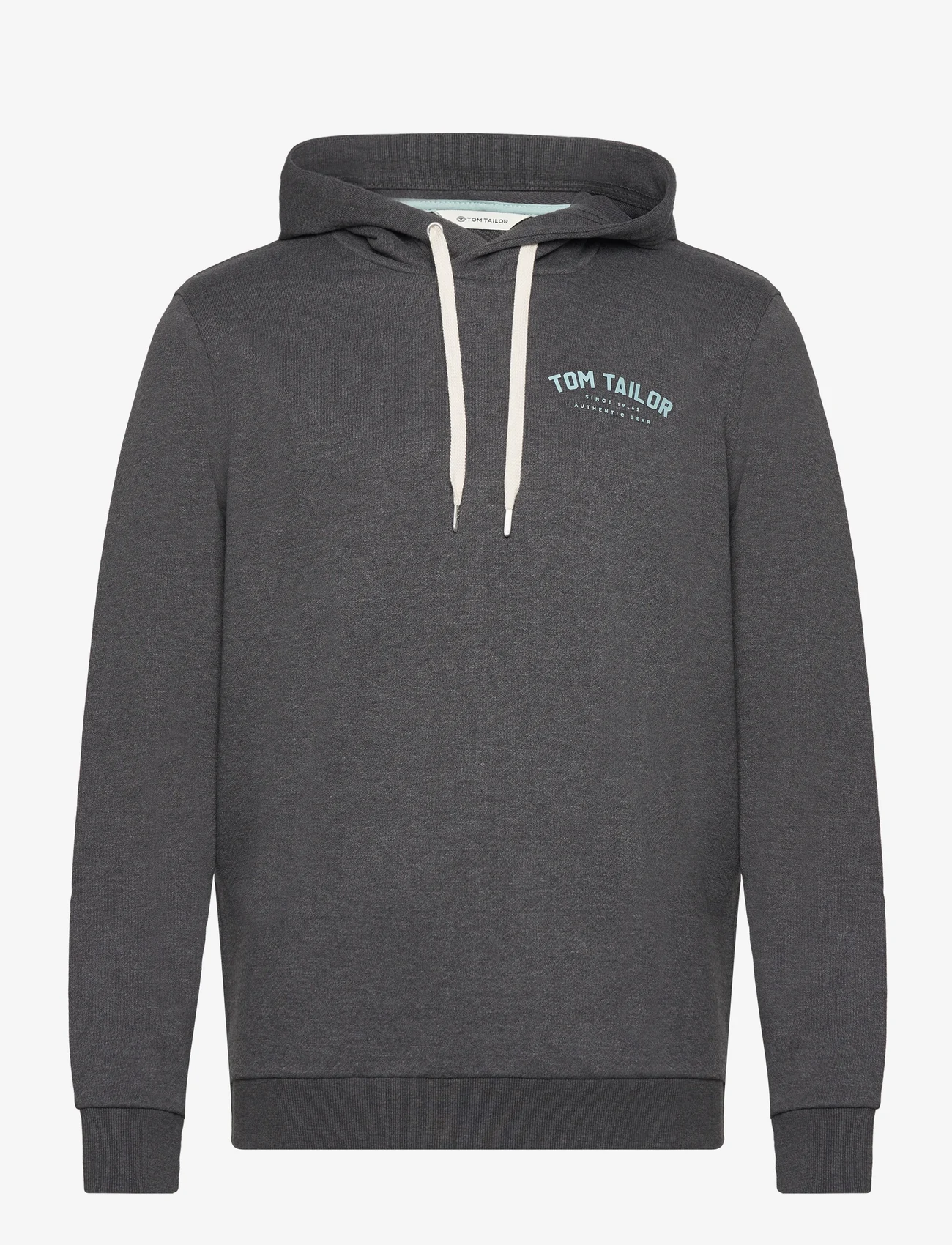 Tom Tailor - logo hoodie - kapuutsiga dressipluusid - dark grey melange - 0