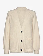 Knit boucle cardigan - SOFT BEIGE SOLID
