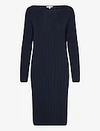 Dress knitted rib plissee - SKY CAPTAIN BLUE