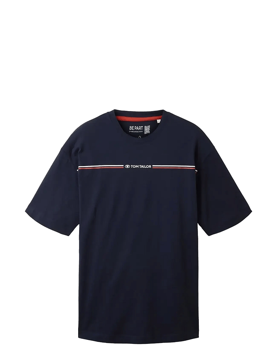 Tom Tailor - printed crewneck t-shirt - kurzärmelig - sky captain blue - 0