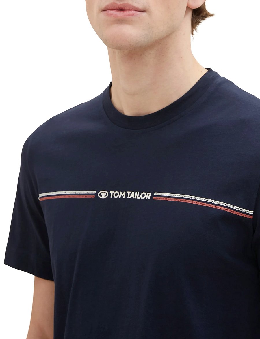 Tom Tailor - printed crewneck t-shirt - kurzärmelig - sky captain blue - 5