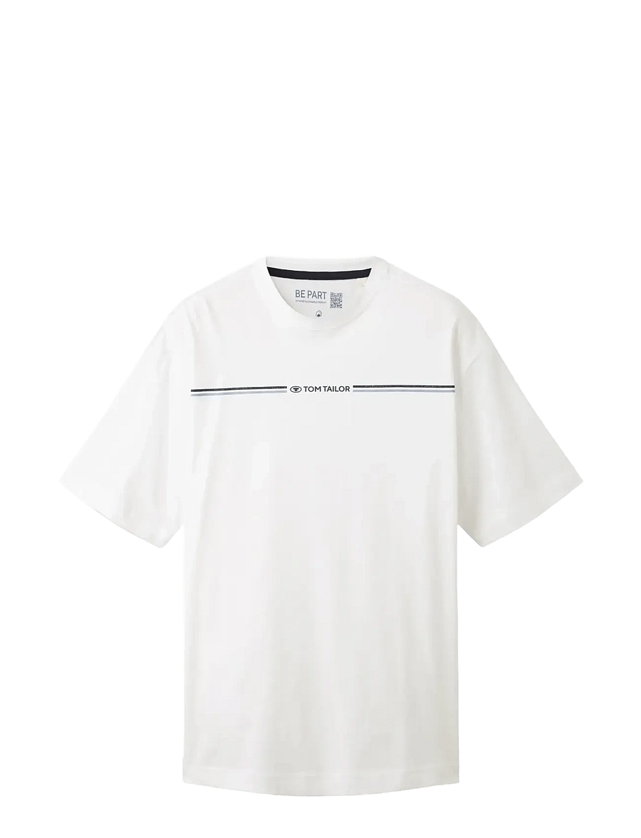 Tom Tailor - printed crewneck t-shirt - kurzärmelig - white - 1