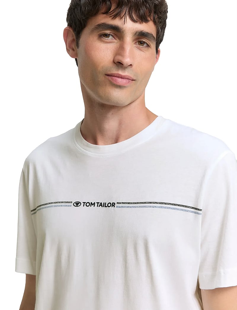 Tom Tailor - printed crewneck t-shirt - lühikeste varrukatega t-särgid - white - 4