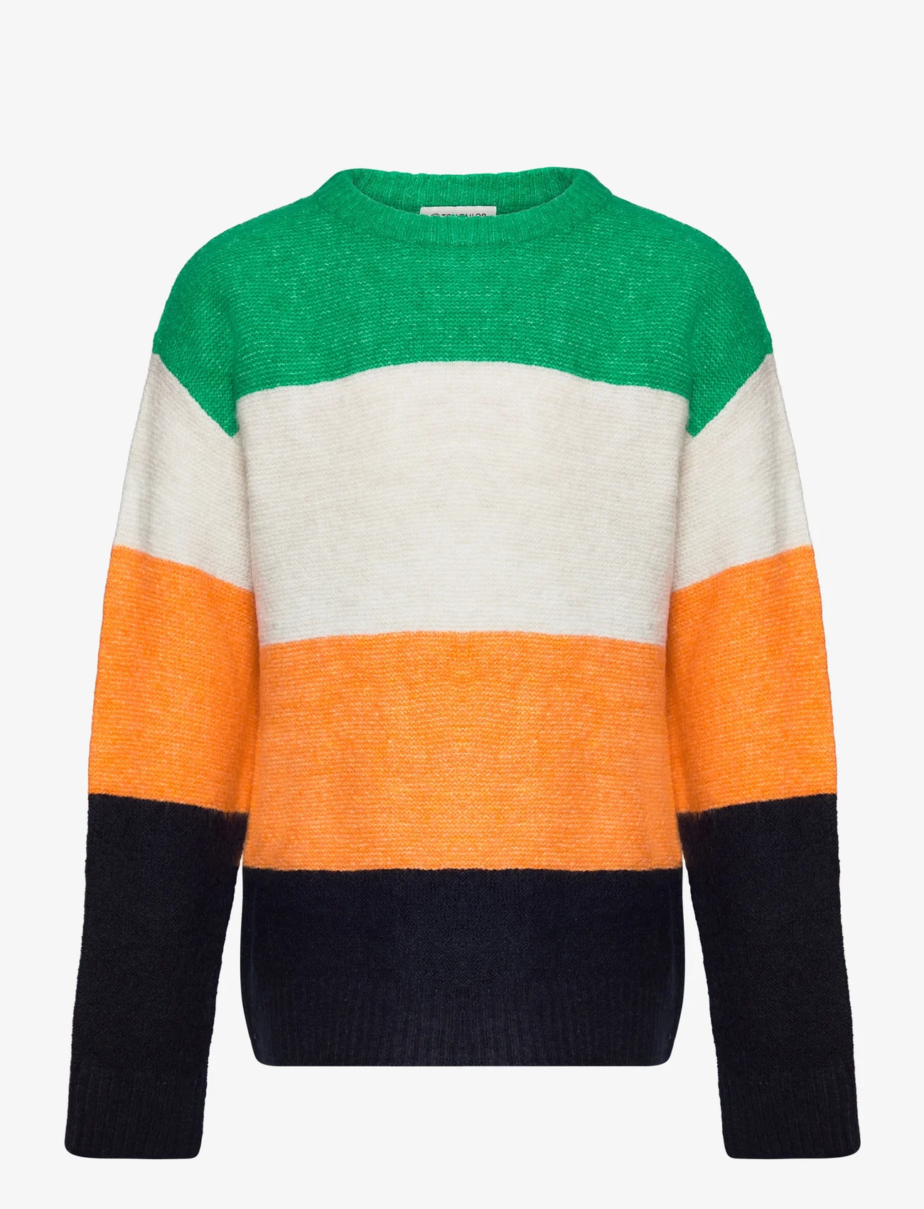 Tom Tailor - striped knit pullover - džemperiai - orange multicolor knit stripe - 0