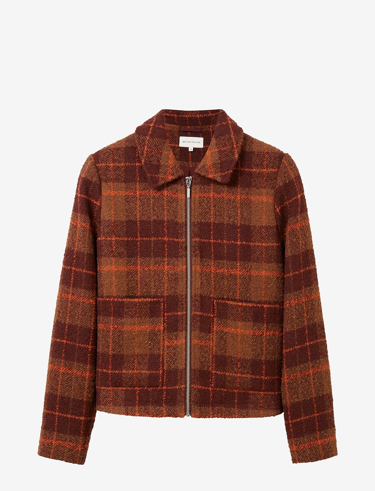 Tom Tailor - bouclé blazer jacket - winterjassen - brown orange boucle - 0