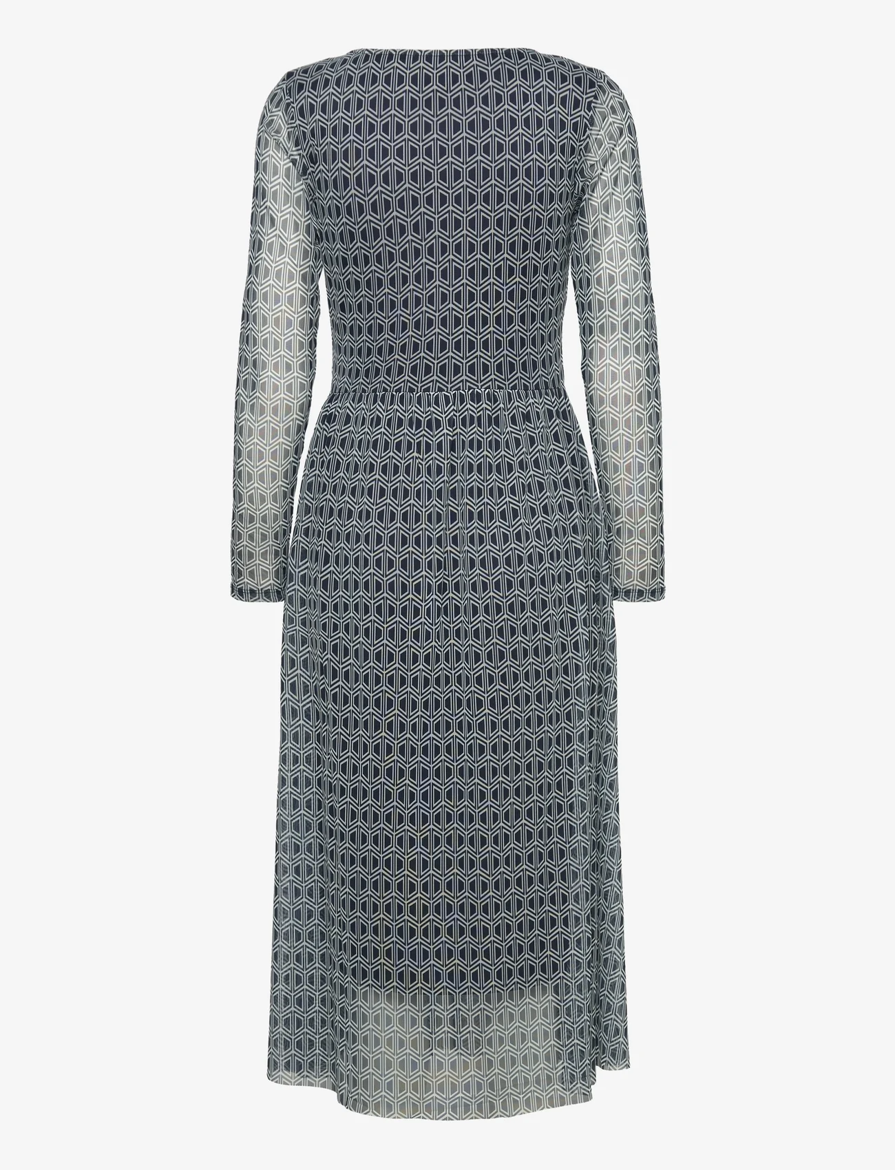 Tom Tailor - printed mesh dress - midi-jurken - navy geometrics print - 1