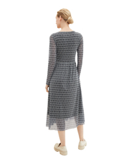 Tom Tailor - printed mesh dress - midi kjoler - navy geometrics print - 4