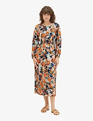 Tom Tailor - feminine maxi dress - party wear at outlet prices - grey orange tie dye floral - 2