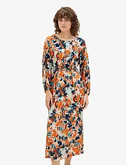 Tom Tailor - feminine maxi dress - party wear at outlet prices - grey orange tie dye floral - 3