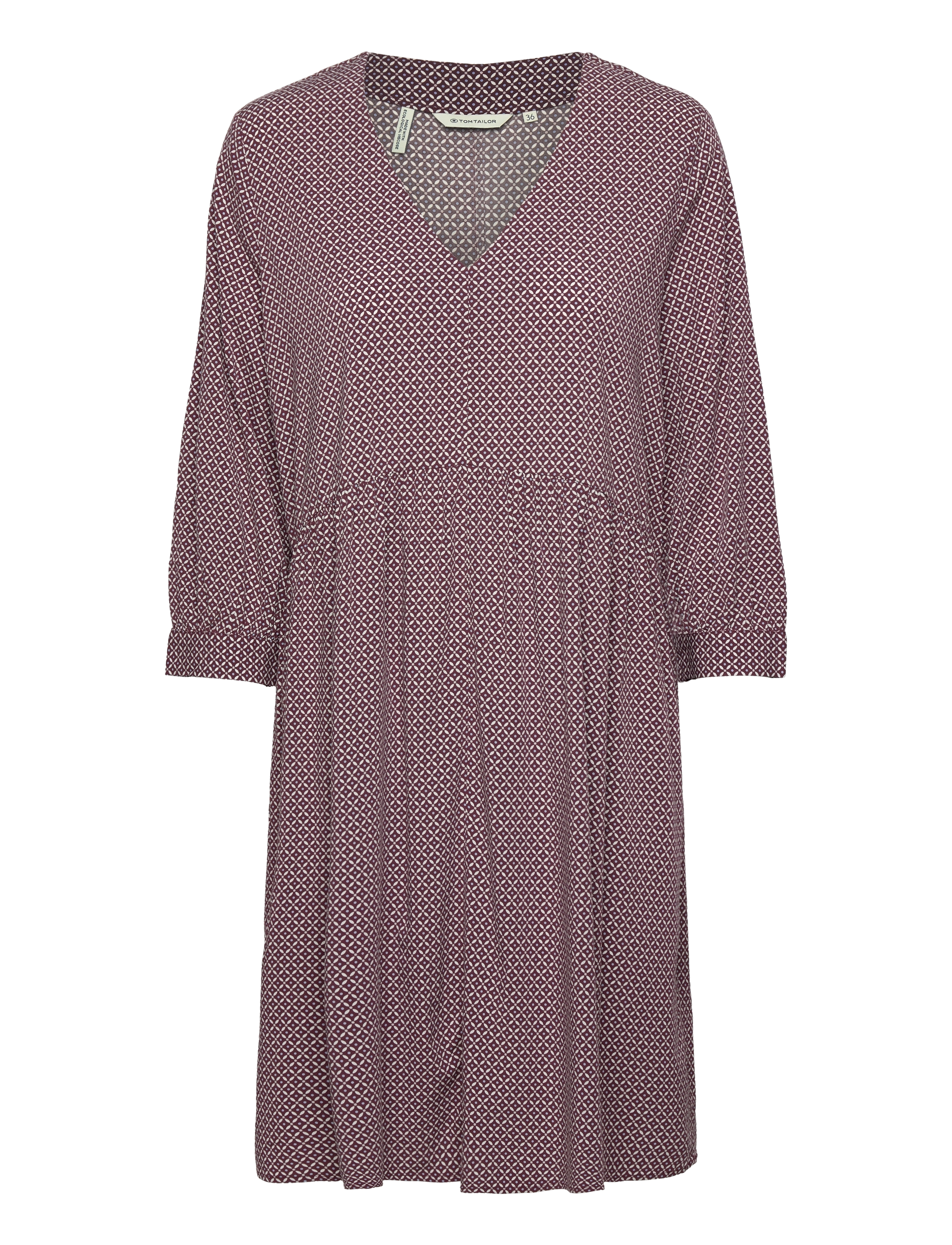 Tom Tailor feminine v-neck dress - Kleidung - BURGUNDY GEOMETRICAL DESIGN / burgundy