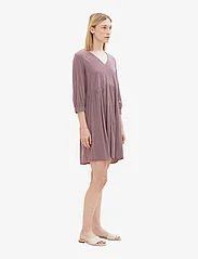 Tom Tailor - feminine v-neck dress - summer dresses - burgundy geometrical design - 4