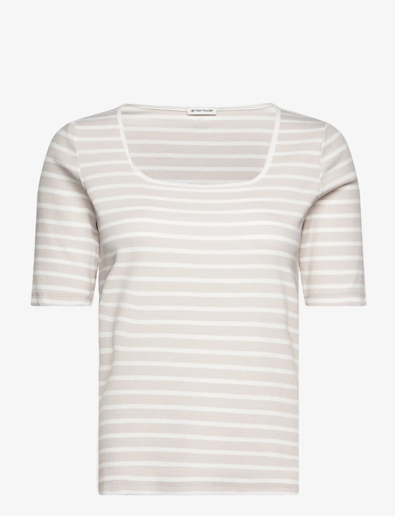 Tom Tailor - T-shirt ribbed - laveste priser - grey offwhite stripe - 0